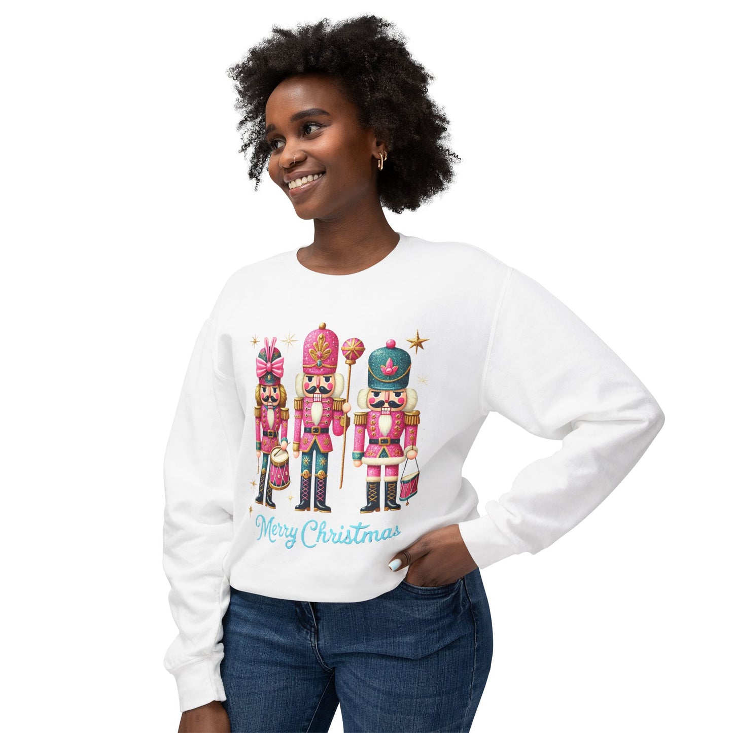 Pink Nutcracker Merry Christmas Sweatshirt — Festive Holiday Crewneck