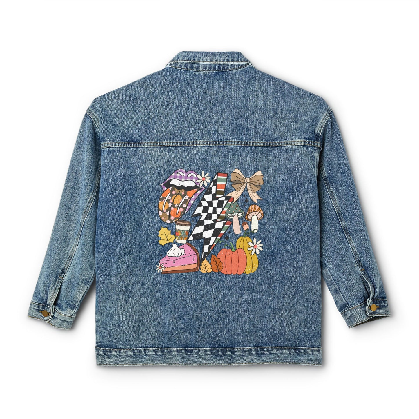 Denim Jacket — Whimsical Fall Collage Backprint