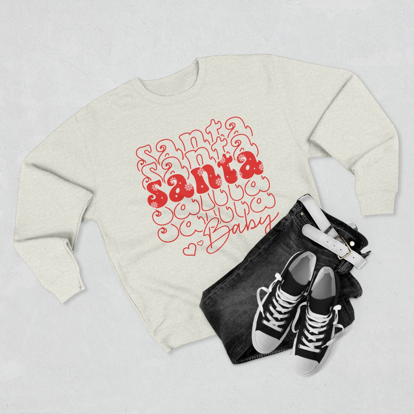 Santa Baby Crewneck Sweatshirt — Retro Red Holiday Graphic