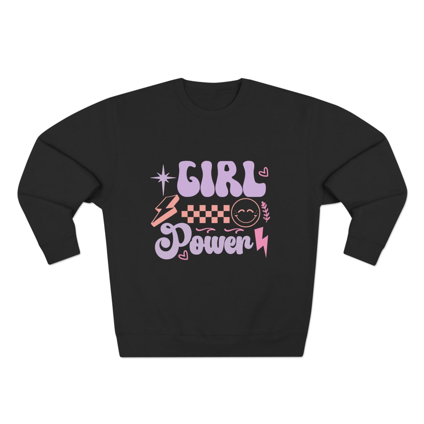 Girl Power Crewneck Sweatshirt — Retro Pastel Feminist Graphic