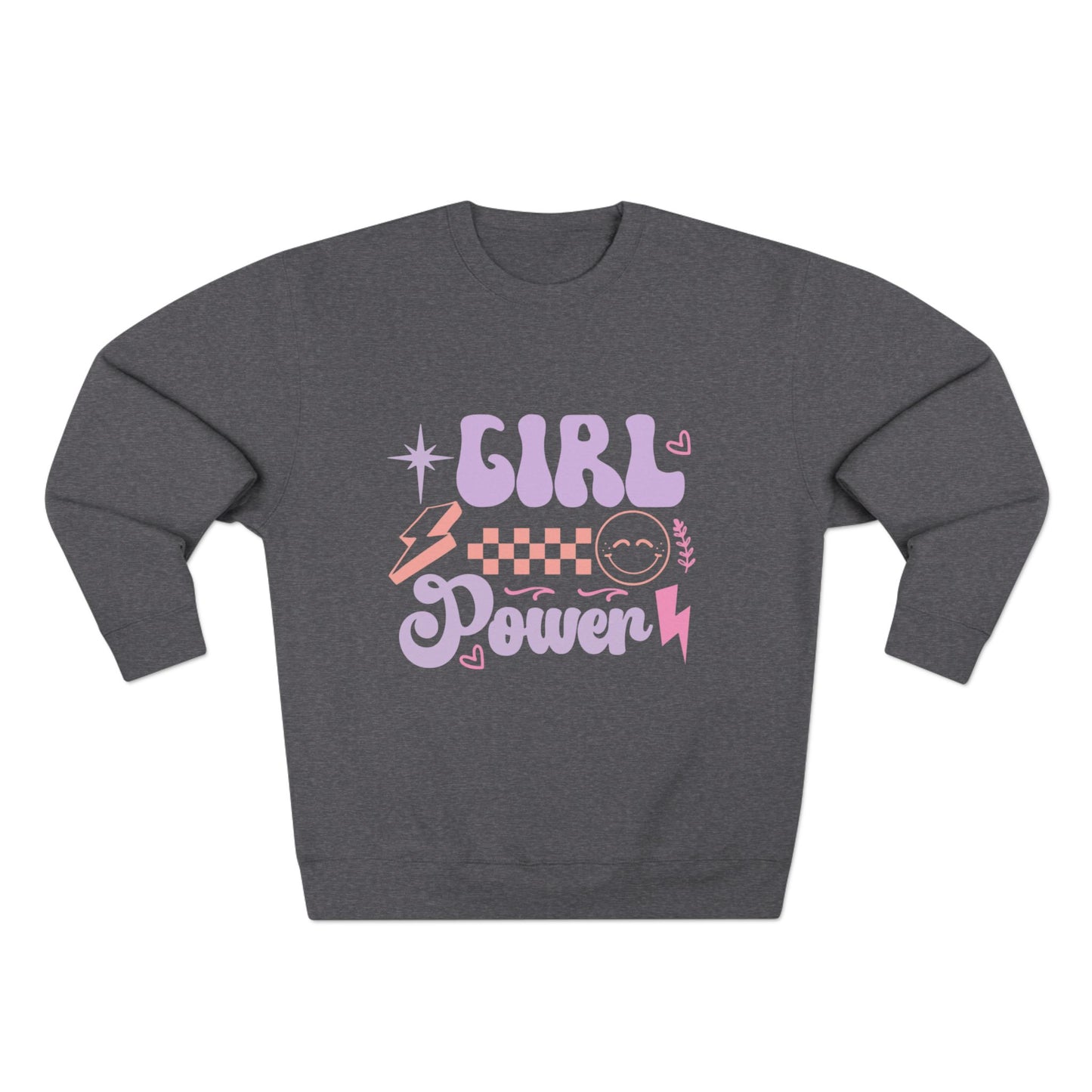 Girl Power Crewneck Sweatshirt — Retro Pastel Feminist Graphic