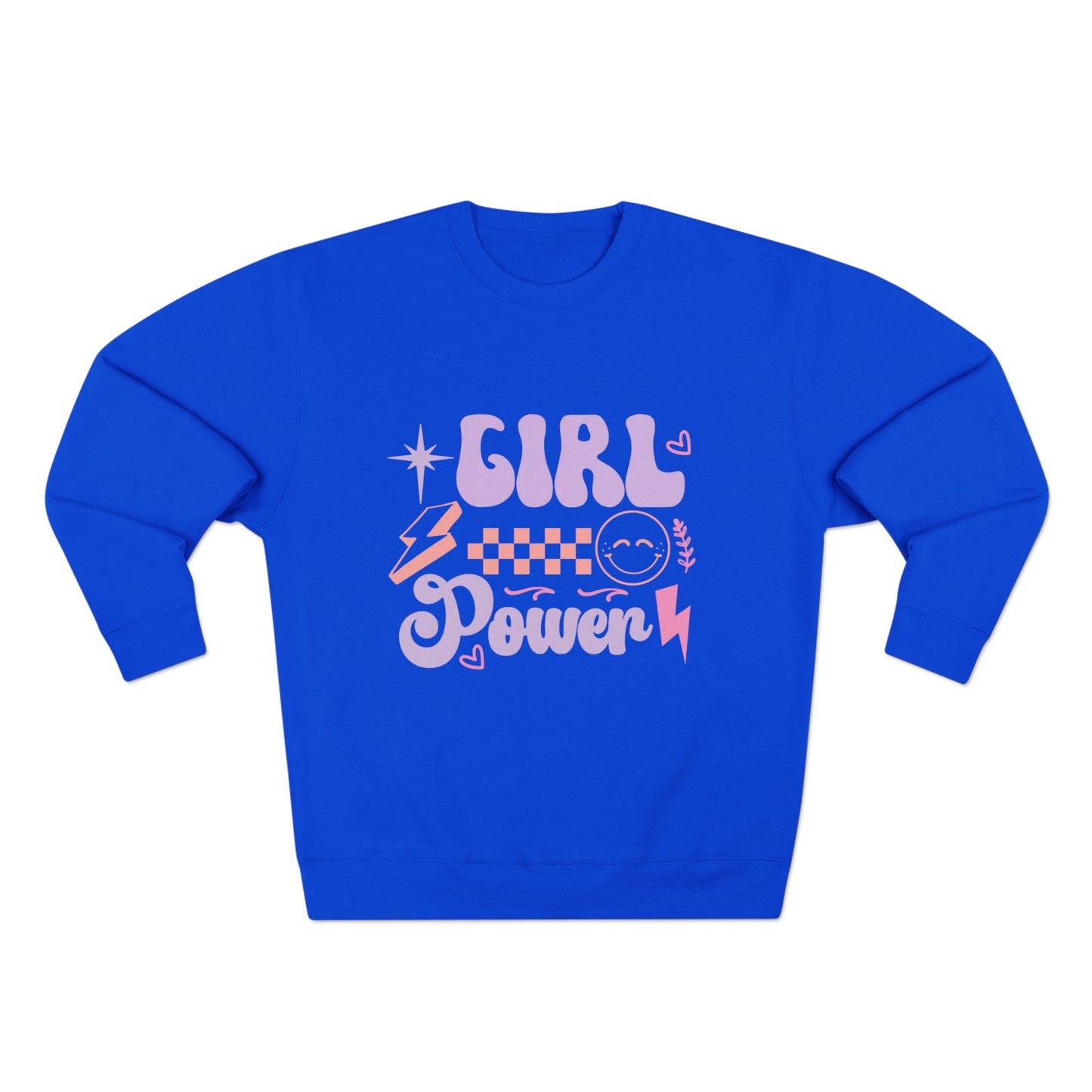 Girl Power Crewneck Sweatshirt — Retro Pastel Feminist Graphic