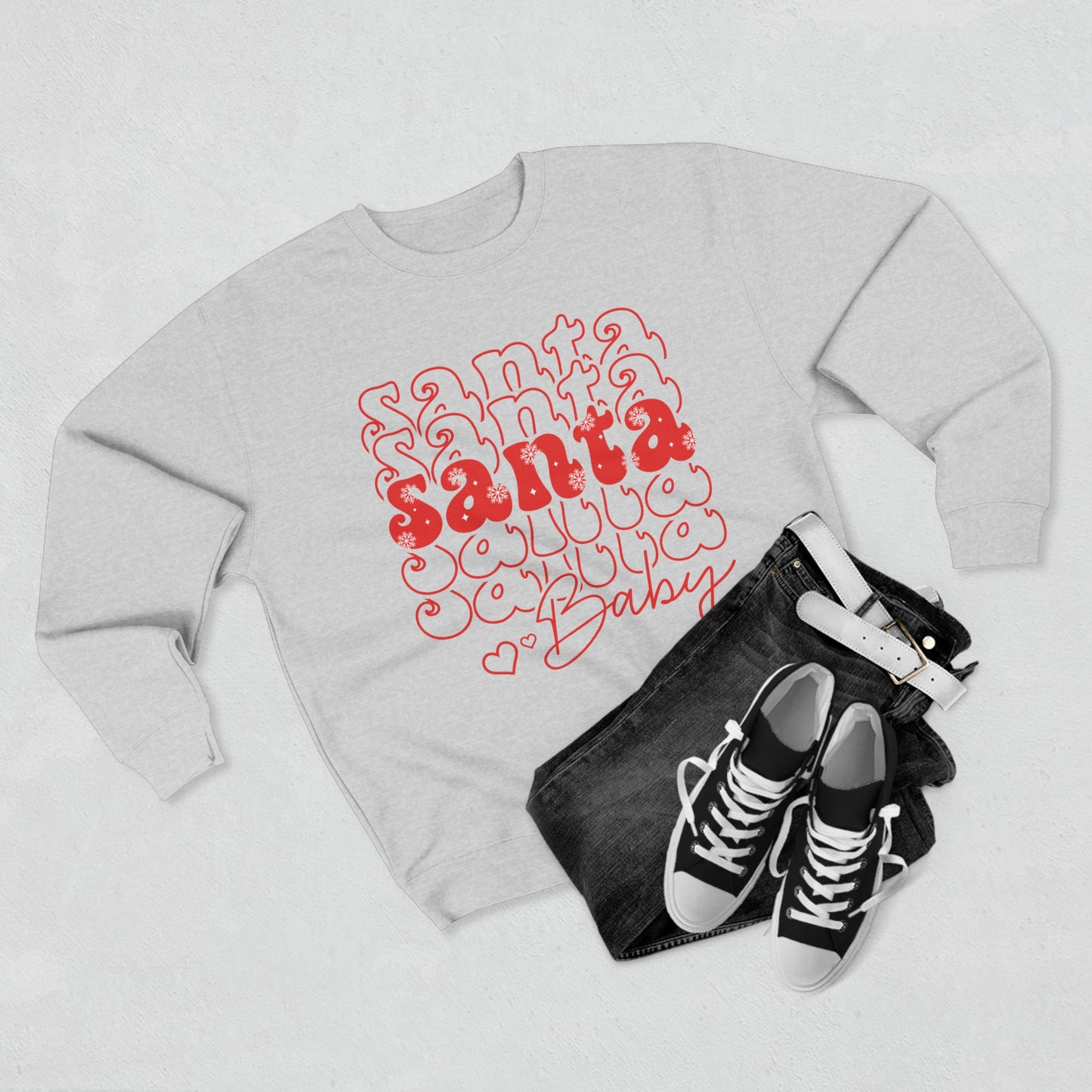 Santa Baby Crewneck Sweatshirt — Retro Red Holiday Graphic