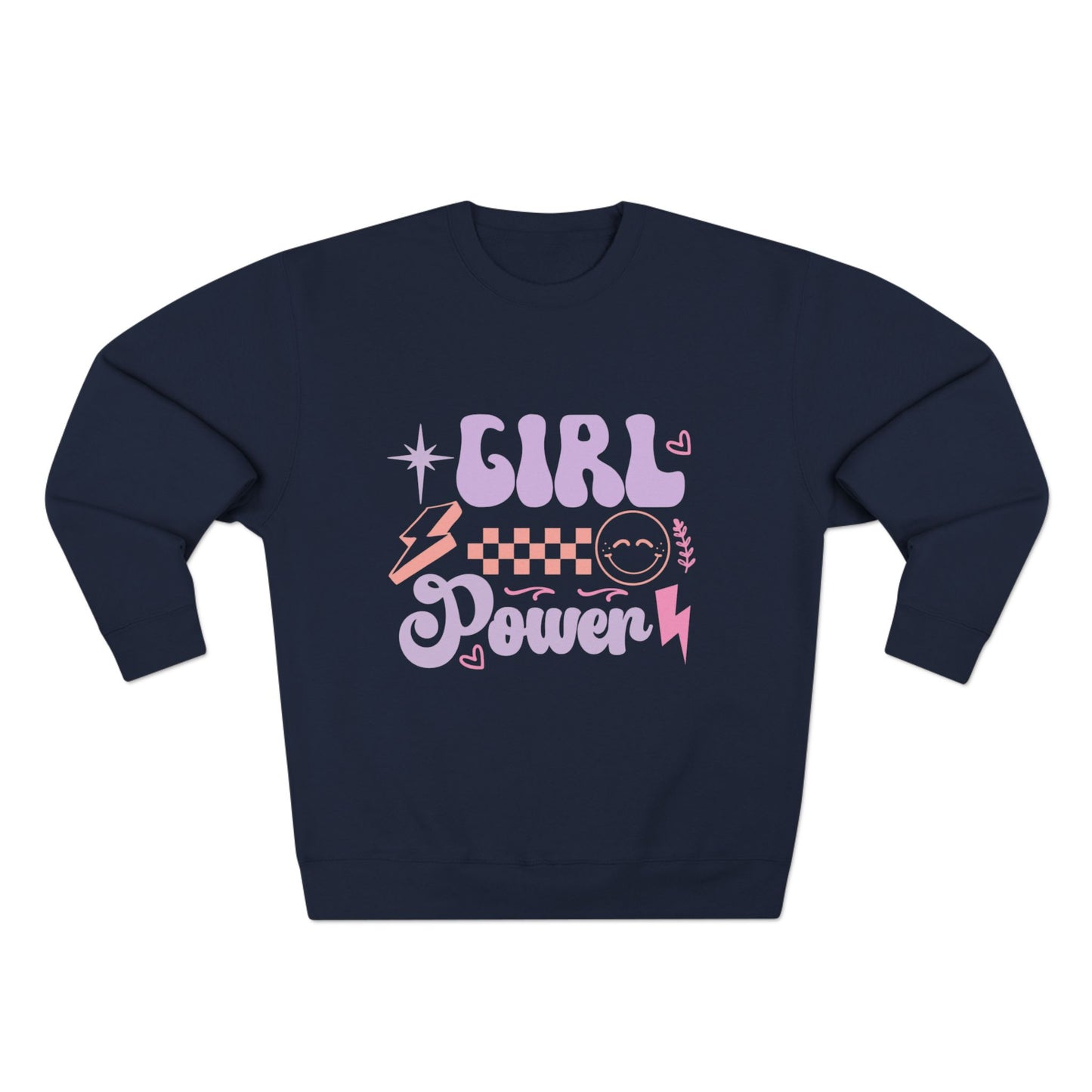 Girl Power Crewneck Sweatshirt — Retro Pastel Feminist Graphic